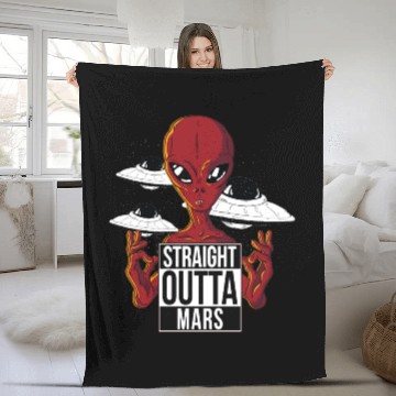Discover Alien straight outta Mars Fleece Blankets