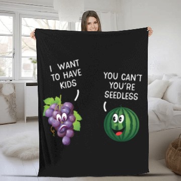Discover Funny Food Design - Grape & Melon Fleece Blankets