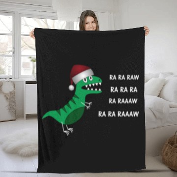 Discover Funny Christmas T-Rex Dinosaur Ra Ra Ra Xmas Fleece Blankets