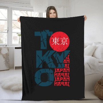 Discover Tokyo japan Fleece Blankets stamp lettering.
