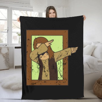 Discover Retro Vintage Grunge Style Dabbing Dab Mona Lisa Fleece Blankets