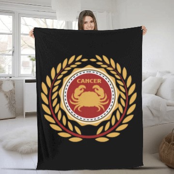 Discover Gold Crab Cancer Zodiac Sign Fleece Blankets