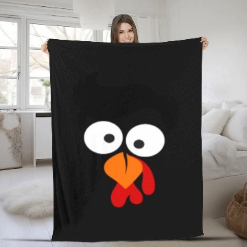 Discover Turkey Face Thanksgiving Fleece Blankets