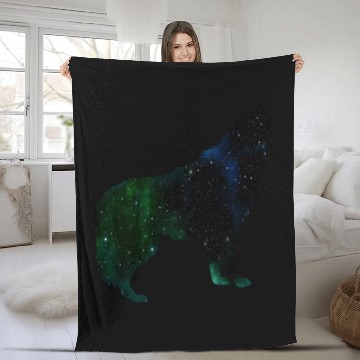 Discover Galaxy wolf Fleece Blankets