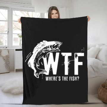 Discover wtf where is the fish fishing tattoo Fleece Blankets