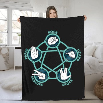 Discover ROCK PAPER SCISSORS LIZARD SPOCK Fleece Blankets
