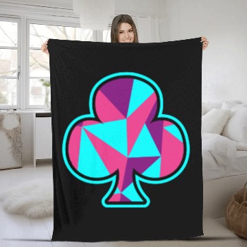 Discover Playing card clover gift game player poker neon Fleece Blankets