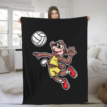 Discover Volleyball Monkey Sport Handball Active Sport Fleece Blankets