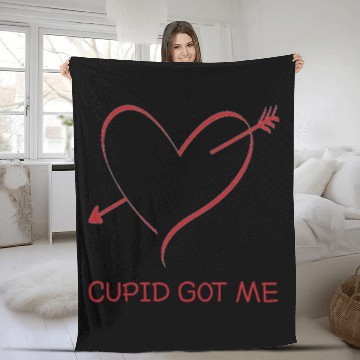 Discover Cupid Got Me Funny Valentines Day Couples Gift Fleece Blankets