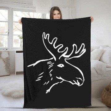 Discover Moose Illustration Fleece Blankets