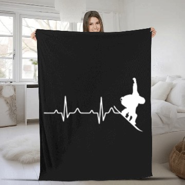 Discover Cool Snowboarder Heartbeat Snowboarding Heart Beat Fleece Blankets