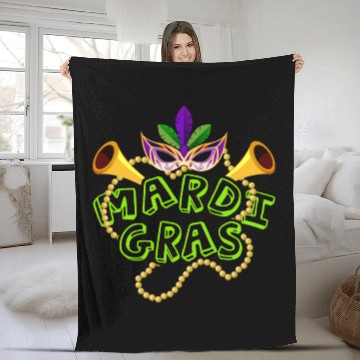 Discover Mardi Gras Beads Fleece Blankets - Mardi Gras Fat Tuesday