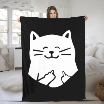 Discover Cat Middle Finger Fleece Blankets