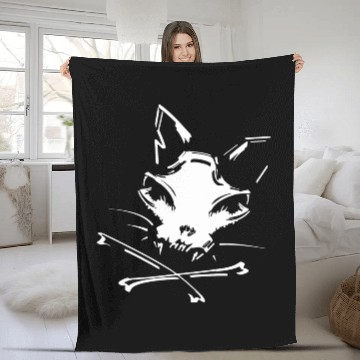 Discover Cat skull and crossbones Fleece Blankets