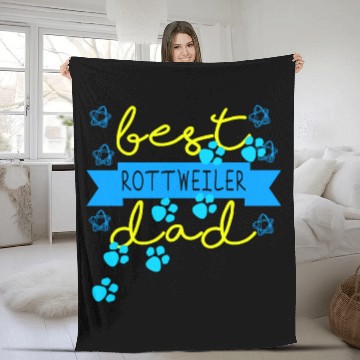Discover Best Rottweiler Dad Father Race Dog owner Fleece Blankets