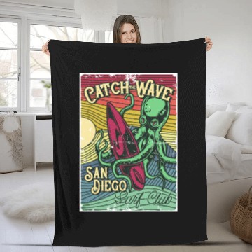 Discover Catch the Wave, San Diego Surf Club Fleece Blankets
