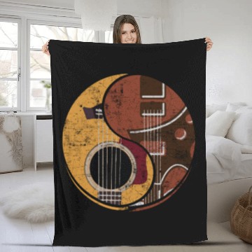 Discover Guitar Ying Yang Music Guitar Player Gift Fleece Blankets