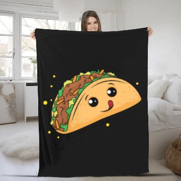 Discover Delicious Taco Cartoon Fleece Blankets