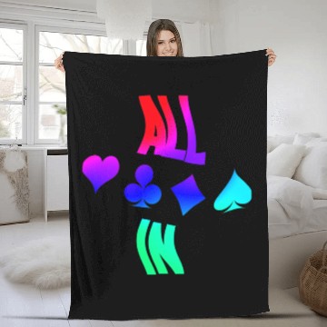 Discover Poker ALL IN Karten Pik Texas Holdem Fleece Blankets