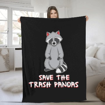 Discover Save The Trash Pandas Raccoon Funny Lovers Gift Fleece Blankets