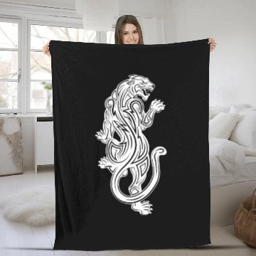 Discover Classic White Tribal Panther Fleece Blankets