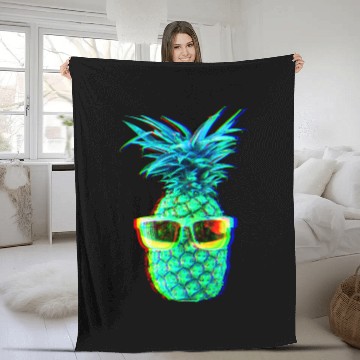 Discover EDM Pineapple EDM Trippy Neon Rave Fleece Blankets