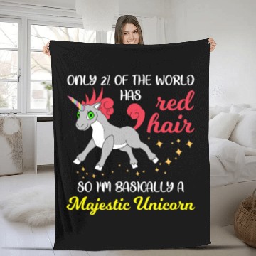 Discover Red Hair Majestic Unicorn Redhead Ginger Gift Fleece Blankets