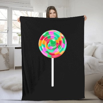 Discover Lollipop Stick Swirl Sweet Candy Fleece Blankets
