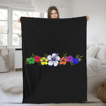Discover Colorful Hibiscus Flowers and Bamboo Shoot Fleece Blankets
