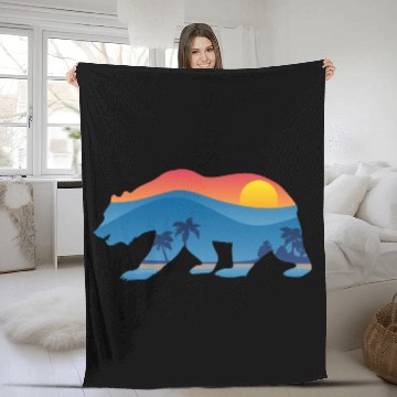 Discover California Bear Fleece Blankets