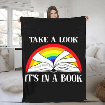 Discover Take A Look It s In A Book Retro Rainbow Reading Fleece Blankets