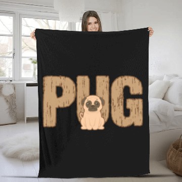 Discover Pug Fleece Blankets