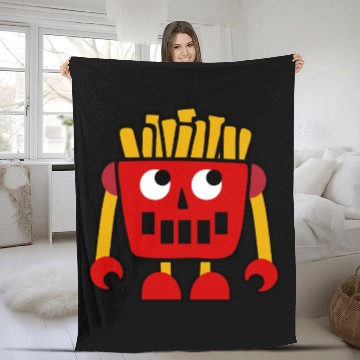 Discover Burger Pizza French Fries Donut Robot Fleece Blankets