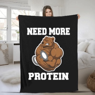 Discover Fitness Gym Bear - Protein Grizzly Bear Fleece Blankets