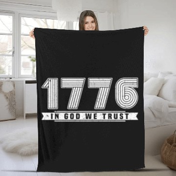 Discover In God We Trust 1776 USA Independence Day Gift Fleece Blankets