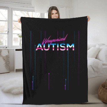 Discover Weaponized Autism product Neon Style Funny 80s Fleece Blankets