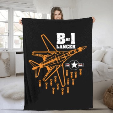 Discover B-1 Lancer Air Force Bomber Fleece Blankets