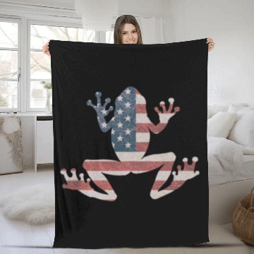 Discover Frog American Flag Pride 4th Of July Frog Lover Fleece Blankets