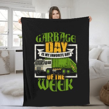 Discover Garbage Day Recycling Trash Truck Fleece Blankets
