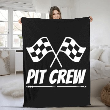 Discover Pit Crew Funny Racing Design for Hotrod Track Fleece Blankets
