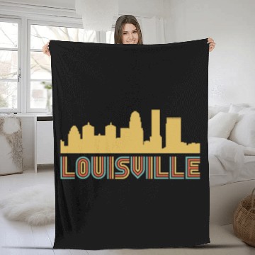 Discover Vintage Retro Louisville Kentucky Skyline Fleece Blankets