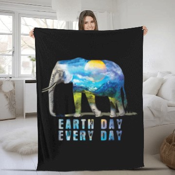 Discover Elephant Earth Day Every Day Fleece Blankets Earth Day