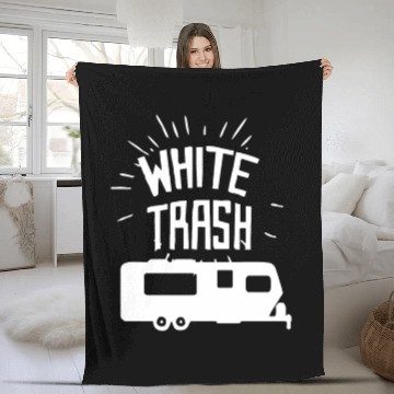 Discover White Trash Camper funny Fleece Blankets