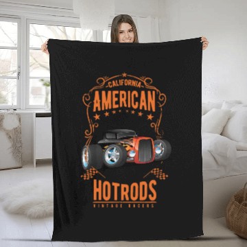 Discover American Hot Rod Car Race Fleece Blankets