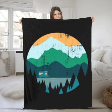 Discover Wanderlust Campeing Mountains Nature Souvenir Gift Fleece Blankets
