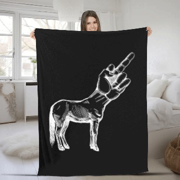 Discover Unicorn Middle Finger Original Nerd Fleece Blankets