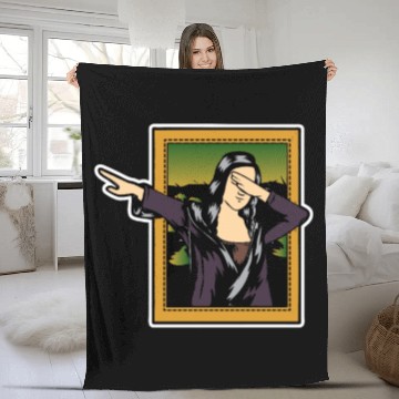 Discover Dabbing Mona Lisa Painting Cute Art Lover Fleece Blankets