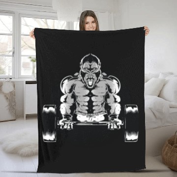 Discover Gorilla Dumbell Fleece Blankets
