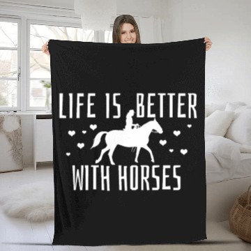 Discover Horseback Horse Equestrian Fleece Blankets