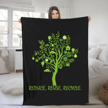 Discover Green Wood Reduce Reuse Recycle Fleece Blankets